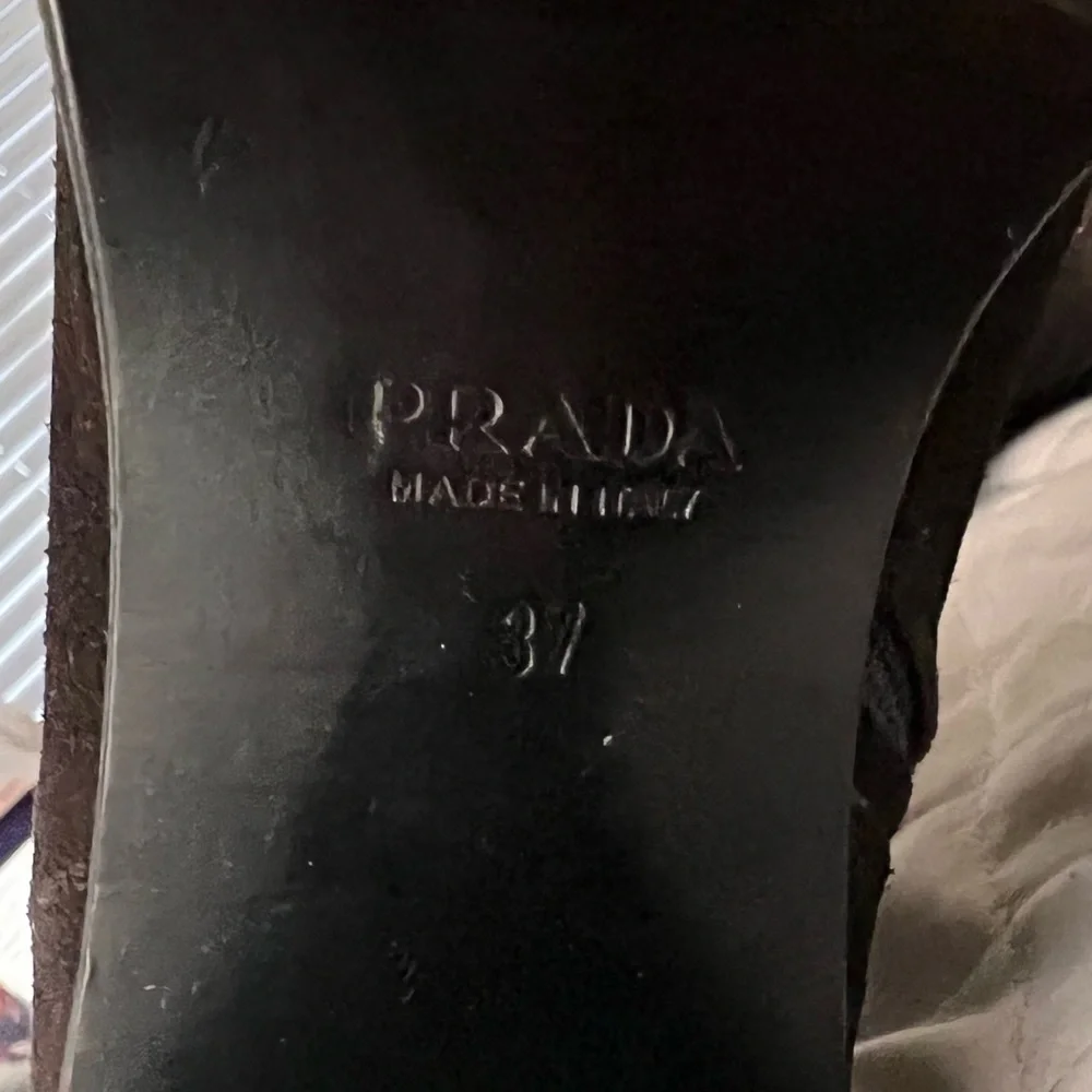 PRADA Milano brown suede, distressed, stamped boots - Picture 6 of 6